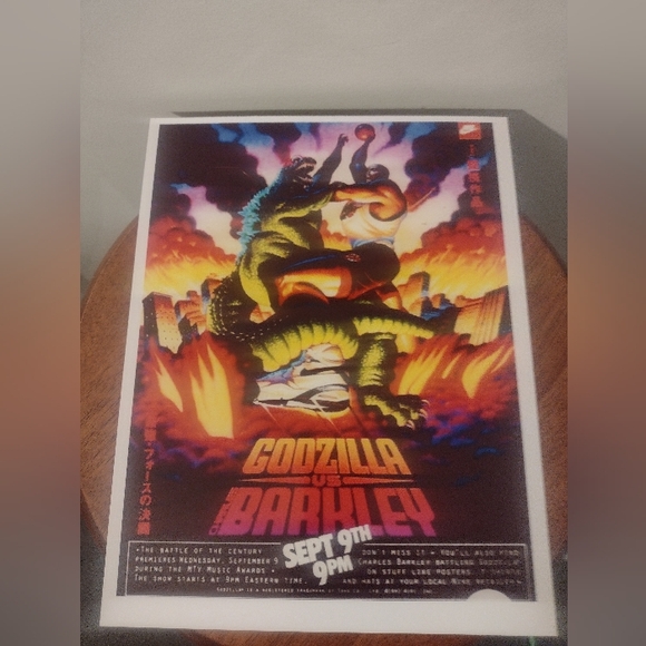 CHARLES BARKLEY😤VS GODZILLA🔥OLD SCHOOL WALL ART 8.5x11 PREMIUM GLOSSY POSTER! - Picture 4 of 7